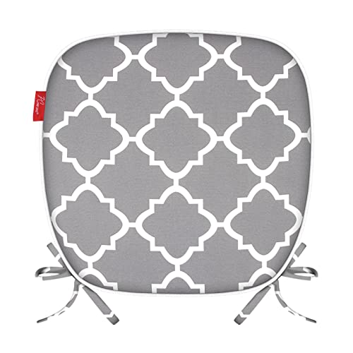 Pcinfuns Outdoor Patio Chair Cushions 16 X 17 Inch Water Repellent Chair Pads All Weather Chair Seat Cushion For Garden Patio Furniture Chair,Set Of 2,Grey Plaid #TOP3