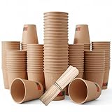 GASTROTOMI Vasos de Cartón Desechables para Café 180 ml con Paletinas, Pack 200 Vasos de Papel para Café y Bebidas Calientes, Vasos Café Desechables para Oficina, Hostelería y Eventos