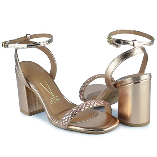 Sandália Vizzano Salto Bloco Tira Brilho Feminino 6409211