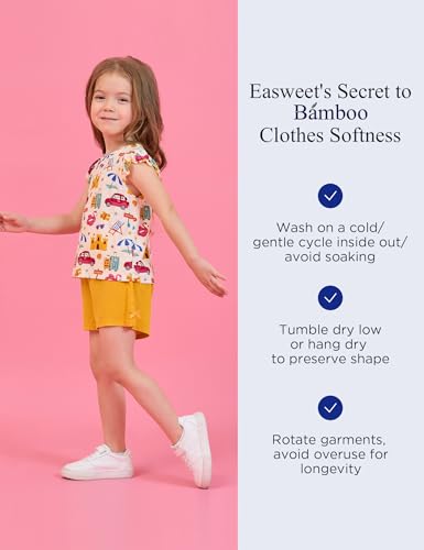 Image of Toddler Girl Short Sets Bamboo Viscose Sleeveless Summer Outfits 2 Piece Clothing Set