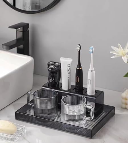 Amazon.com: mDesign Plated Toothbrush and Toothpaste Holder, Storage ...
