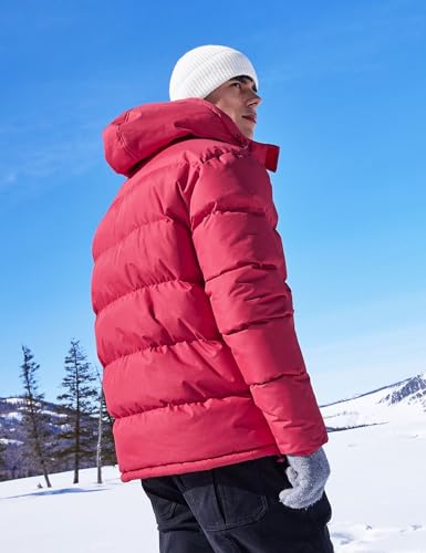 Image of BEST SOUTH Men's Hooded Winter Puffer Jacket Fleece Warm Bubble Coat Outerwear Cold Weather