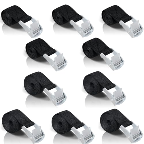 SOMLAW Correa de Amarre 1M y 50CM, 10 Piezas Cinchas de Amarre con Correas Tensoras de Presión, Cinturón Tensor de Carraca para Portaequipajes de Coche, Portabicicletas, Surf, Kayak, Motocicletas