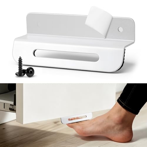 MZLlanyun 1-Pack Under Cabinet Foot Pull with Adhesive and Screws Hands Free Toe Kick Opener for Trash Cabinet Door Comfortable EVA Pad Touchless Cabinet OpenerWhite