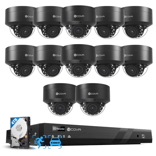 4COVR 8 Camera Security System, 8X 5MP IK10 Vandal-Proof IP67 Dome PoE IP Camera with Audio, 8 Channel NVR 2TB HDD, AI Human Vehicle Detection & IR Night Vision, 24/7 Home Recording, LY54AB5
