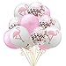 Produktbild Oblique Unique® Konfetti Luftballon Set mit Flamingo für Hochzeit JGA Junggesellinnenabschied Hen Party Ballons Rosa Weiß Roségold