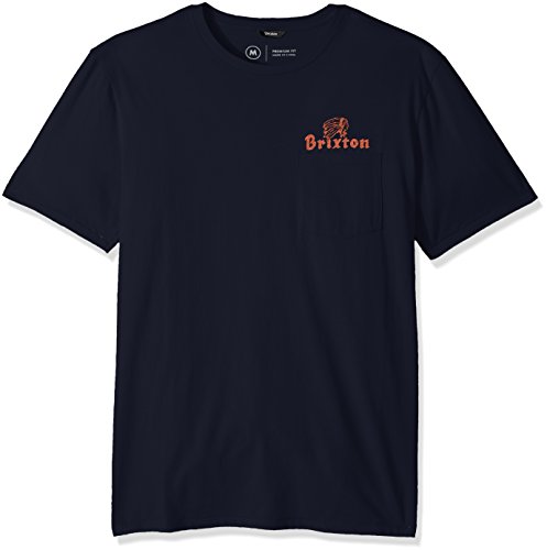 Brixton Men's Tanka Ii Short Sleeve Premium Fit Pocket Tee, Navy, XS
