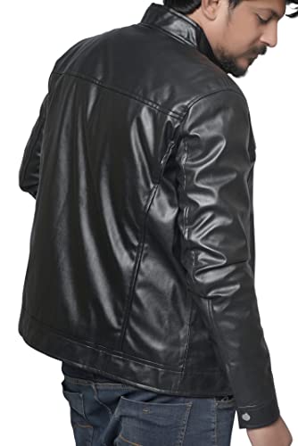 Image of Men's Faux Leather Jacket Slim Lightweight Casual Stand Collar Motorcycle Racer