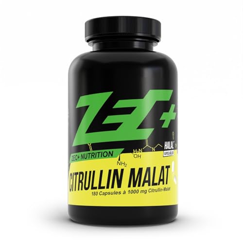 Zec+ Nutrition Citrullin Malat - 180 Kapseln mit 1000 mg reinem L-Citrullin-Malat pro Kapsel, Pre-Workout Aminosäuren-Supplement Made in Germany