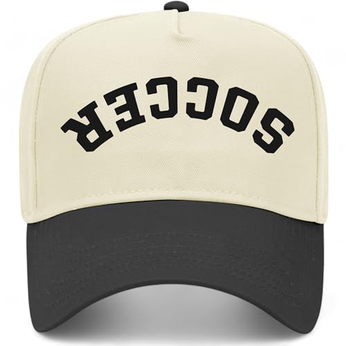 Soccer Upside Down Reversed Vintage Trucker Hat | Premium Snapback Baseball Hat for Men & Women (US Alpha One Size Black/Natural)