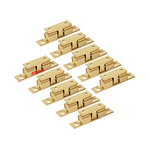 LOOTICH Messing Robust Doppel-Kugelschnäpper 50mm Türschapper Möbel-Schnapper mit Verstellbaren Türstopper Türschnäpper für Küche Schranktüren Schränke (10 Stück)