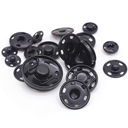 55 Sets Sew-on Snap Buttons Metal Snap Fastener Durable Press Studs Buttons for Sewing Clothing, 4 Sizes (Black) - Thumbnail 6