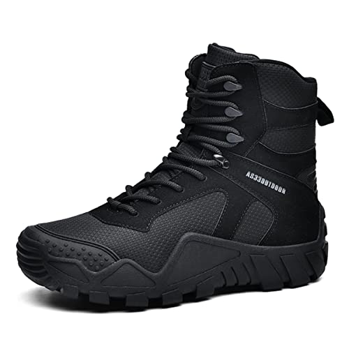 Botas Militares de Combate Impermeables para Hombre Botas de Senderismo Montaña Entrenamiento Táctico al Aire Libre,Negro,44
