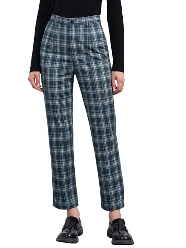 Pantalon à carreaux taille haute confortable contre les coupes rigides