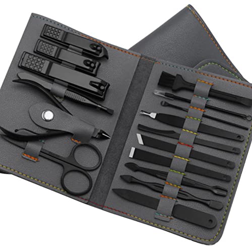 Kit Manucure Pedicure 16pcs, Trousse Manucure pour Femmes Hommes, Ensemble de Cuticule Coupe Ongle Professionnel en Acier Inoxydable Cover