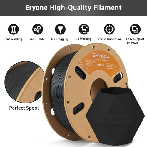 Image of ERYONE Matte 3D Printer PLA Filament 1.75 + /- 0.03mm, Matte Filament PLA 1KG(2.2LBS) Spool, Black