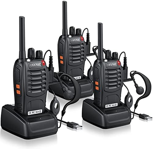 Walkie talkie Adults,eSynic 3pcs Wireless Walkie Talkies VOX 2 Way Radio Long Range Kids Walkie Talikes Rechargeable Walkie Talkies with Original Earpiece for Camping Outdoor Activities etc