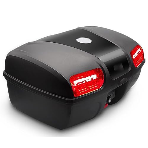 Coffre de moto de grande capacité bleu top case de voyage 47L sécurisé pour 2 casques
