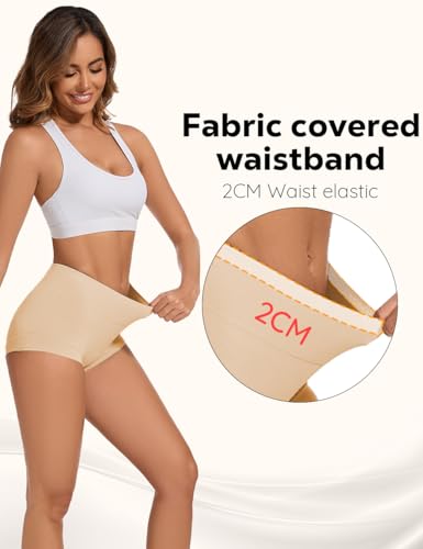 Image of ALLBASE 5 Pack Womens Cotton High Waisted Full Coverage Underwear(Regular & Plus Size)