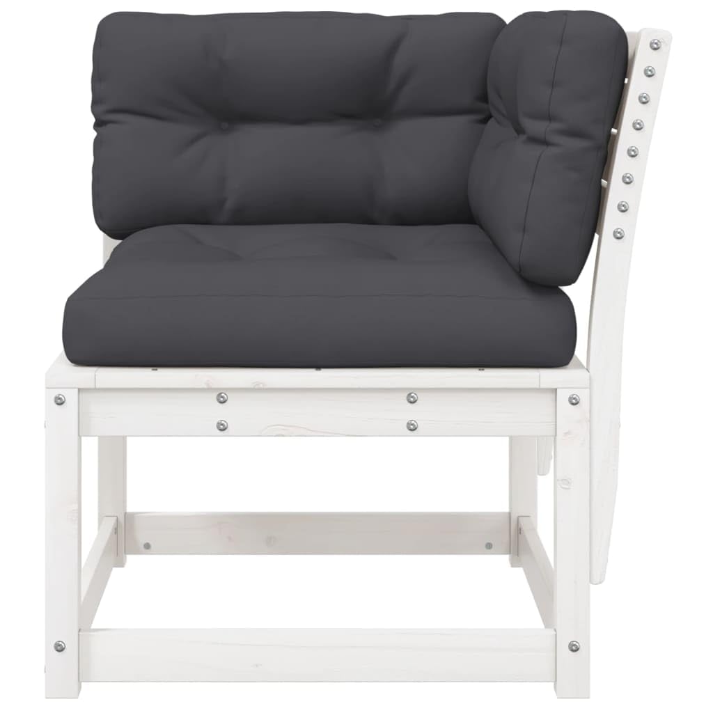 Designerska sofa narożna na taras, z litego drewna, z drewna sosnowego, 73 x 73 x 78 cm, z poduszkami