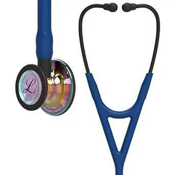 3M Littmann Cardiology IV Diagnostic Stethoscope, High Polish Rainbow-Finish Chestpiece, Navy Tube, Black Stem and Black Headset, 27 inch, 6242