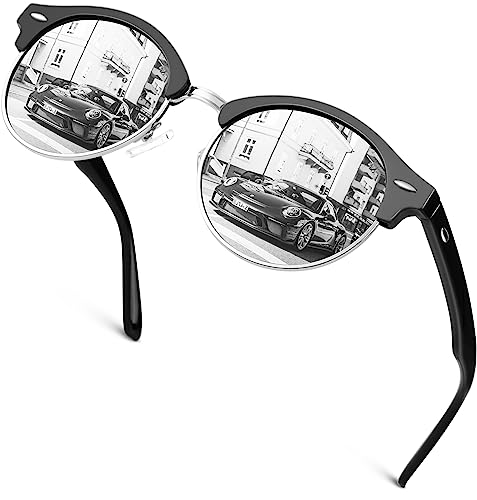 GQUEEN Classic Horn Rimmed Semi Rimless Polarized Sunglasses for Men Women GQO6