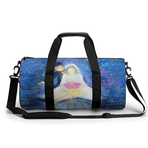Sac de sport gym peinture couple bagage cabine randonnée