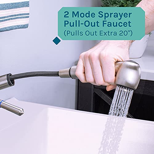 Utility Sink Laundry Tub With Pull Out Faucet, Sprayer Spout, Heavy Duty Slop Sinks For Washing Room, Basement, Garage or Shop, Large Free Standing Wash Station Tubs and (Stainless Steel) - Thumbnail 5