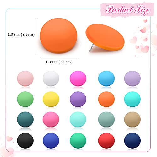 Epakh 20 Pairs Round Button Earrings Large Circle Acrylic Stud Earrings Disc Geometric Earrings Solid Color Retro Neon Button Earrings for Women2