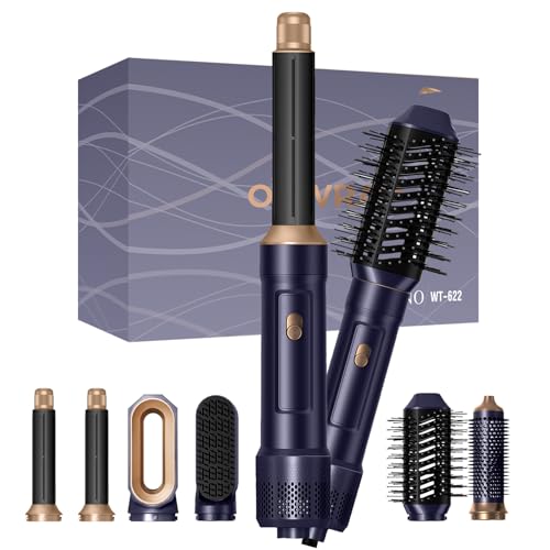 Image of 6 in ONE Blow Dryer Brush,Air Curling Iron Round Brush Blow Dryer 800W,Ionic Hair Dryer Brush for Women, Hot Air Brush Hair Styling Tools 100-120V