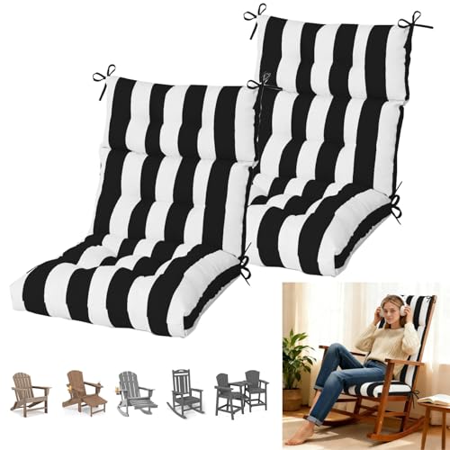 Outdoor Deep Seat Cushion Set of 2, 44x22x4 Inch Weather Resistant Patio Chair Cushions with High Rebound Foam for Garden, Yard, Patio Furniture (Blac