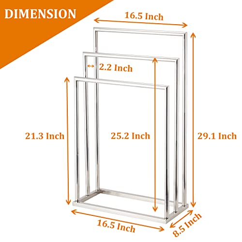 Freestanding Towel Rack, 3 Tier Stainless Steel Towel Bar Stand For Bathroom, Chrome Plated Decluttr #TOP3