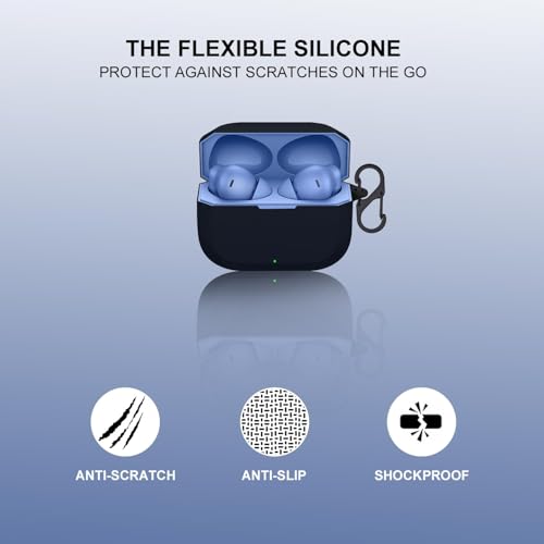 Image of Prolet Silicone Earbuds Case Compatible with OnePlus Nord Buds 3R - Shockproof Dustproof Cover, 360 Full Protection, Anti-Scratch Soft TPU, Carabiner Hook (Black)