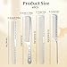4 Types Metal Combs Professional Aluminum Dressing Comb for Hair Styling,Included Hair Cutting Comb,Metal Rat Tail Comb,Detangling Comb,Handle Comb for Women Men Barber Supplies