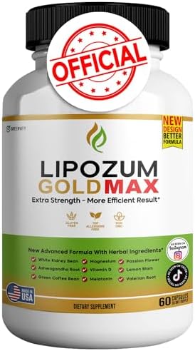 Lipozeme Gold Max Sleep Support Supplement, 60 Capsules, 1000mg, Extra Strength Night Formula with Melatonin, Allergen Free (1)