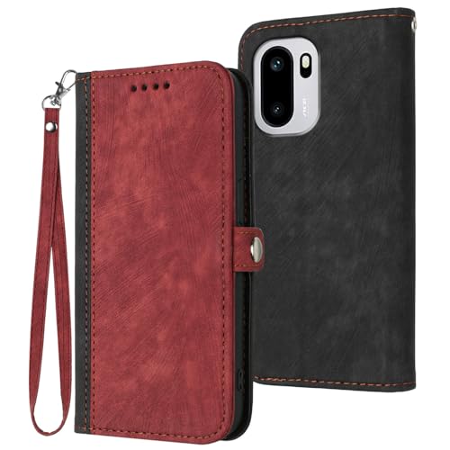 Rfvzubemok Compatible with Oppo A6T Pro / A6 Pro (India) Flip Kickstand Magnetic Card Slot Protective Case Red