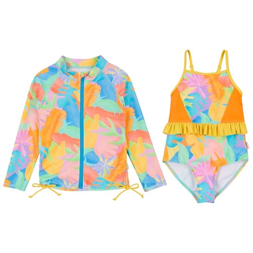 Image of SwimZip Girls' Long Sleeve Rash Guard & 1-Piece Swimsuit - UPF 50 Sun Protection