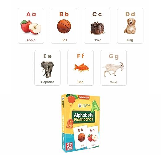 Image of Spartan Kids Flash Cards for New Born Baby, Flash Cards for 1 Year Old Baby and 3+ Year Old Set of 25 Combo Set