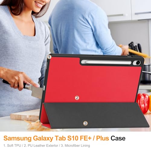 Protège-tablette Galaxy Tab S10 FE+ rouge pour dessiner avec le stylet - 6
