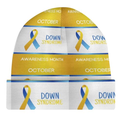 Down Syndrome Awareness Month Kids Beanie Hat for for Girls Boys Children Cap Winter Knitted Chemo Cancer Headwear Accessories Gifts Decoration Black4