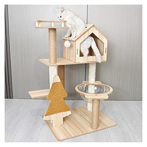 Arbre à chat grand format avec griffoir intégré et cabane confortable pour le jeu