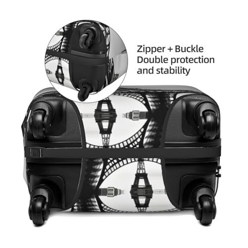 Black Paris Eiffel Tower Print Travel Suitcase Cover Luggage Protector with Elastic Anti Scratch for Carry On3