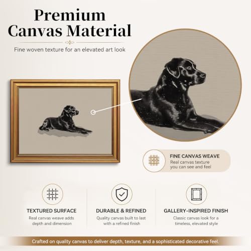 Œuvre d'art vintage Cnavas chien noir tableau déco ferme et bureau - 6
