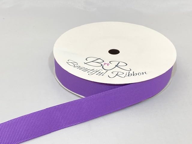 1 Full Roll Reel of 16mm x 20 metres Grosgrain Ribbed Ribbon Violet Bright Purple Double Sided 16 mm 5/8" 1/4" 1.6cm