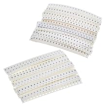 2460PCS 41 Values 0603 0805 1206 SMD Capacitor Resistor Kit, 16 Value 10pF-22uF Multilayer Ceramic Chip Capacitors 25 Value 620R-12K Chip Fixed Resistor Assortment Set