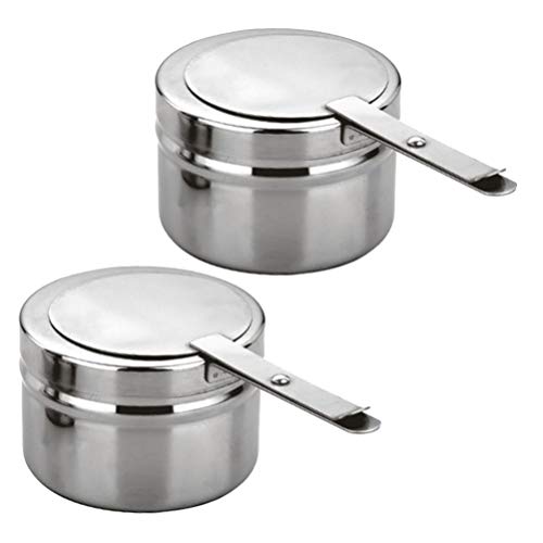 Angoily Kraftstoffdosenhalter aus Edelstahl 2Pcs- Chafing Dish Treibstoff für Lebensmittelwärmer- Runde Kraftstoffhalter mit Abdeckung für Schurke Und Buffetwärmer Cover