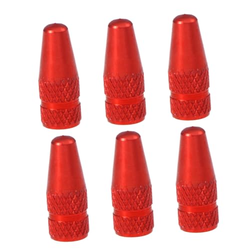 6 Pcs Tapas de Válvula Aluminio Rojo para Bicicleta miniatura 1