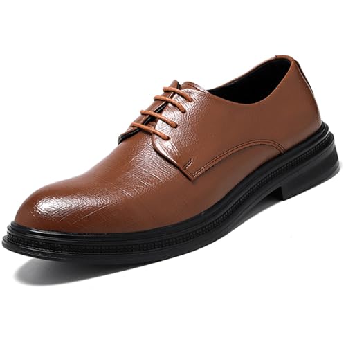 Men’s Classic Oxfords Dress Shoes, Pointed Toe Lace-up Genuine Leather Comfort Dress Shoes for Wedding Office