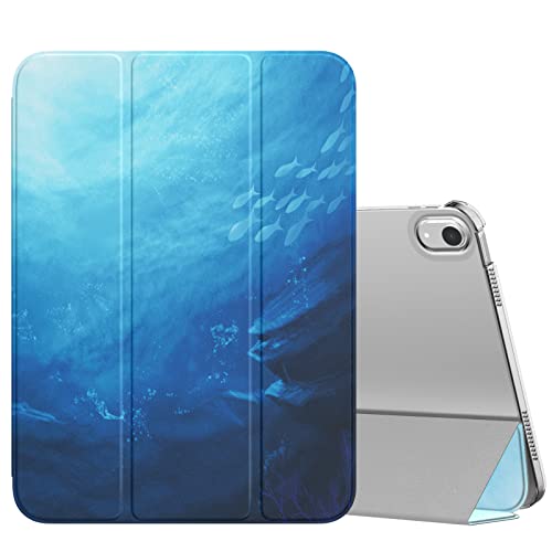 Image of MoKo for iPad (A16) 11th Generation Case 11 Inch 2025, iPad 10th Generation Case 10.9 Inch 2022, Slim Stand Hard PC Translucent Back Shell Smart Cover, Support Touch ID, Auto Wake /Sleep, Ocean