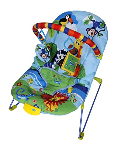 Cadeirinha Pra Bebê De Descanso Vibratória E Musical Azul Confortável Acolchoada Luxo Cor:Azul;Taman